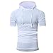 Produktbild BA Zha Hei Männer Sommermode mit Kapuze Pullover Kurzarm Rundhals Basic Oversize Slim Fit T-Shirt in Vielen Farben Männer Druck Tees Shirt Kurzarm Bluse Herren Kurzarm-T-Shirt (XL, Weiß)