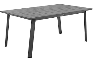 Hespéride - Table de Jardin Extensible Pavane Gris Graphite - 10 Places - Aluminium Traité Epoxy Antirouille - Meuble d'Extérieur à Rallonge Papillon