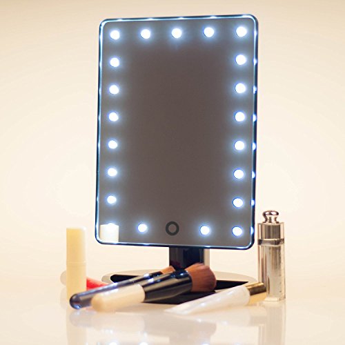 Cookey Beleuchtete Make up Spiegel Beleuchtete Eitelkeit Kosmetikspiegel mit Beweglichen 10x Vergrößerung 22 LED Ideal für Schlafzimmer Tischplatte Badezimmer Dressing Rasieren Reisen (Schwarz) - 7