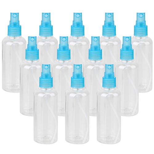 Blue 100ml Empty Plastic Transparent Bottles Sprayer Water Spray Perfume Atomizer Makeup Tool Pack of 12