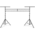 beamz DJ Lighting Truss Bridge Stand Adjustable Portable Aluminium Stage Rig with Tripod T-Bar System 3m Width & 4m Max Height (60kg Max Load) for Discos Clubs Parties Live Events