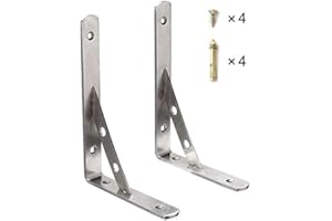 IHOMEPARK Soporte para Estante - Soporte de Angulo para de Acero Inoxidable, Soporte de Esquina 90 Grados Marco de Pared 2 Pcs (400 * 240mm)