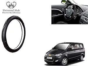 Amazon Brand- Universal Hub Car Steering Wheel Cover (Ultimate Chrome Black) for Chevrolet Enjoy