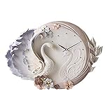 MAMASAM Wanduhren Relief Dekorative Wanduhr Kreative Mode Swan Nicht zecken Wanduhr Persönlichkeit Home Stereo Quarzuhr,Purple