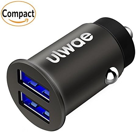 Ulwae USB Car Charger Compact Alloy 4.8A/24W High Power Dual Port Car Adapter for iPhone Samsung Huawei HTC and More