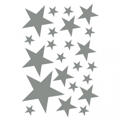 Wandtattoo Sterne Set 'gefüllt' 14x2,5cm6x5cm2x7,5cm1x10cm mittelgrau