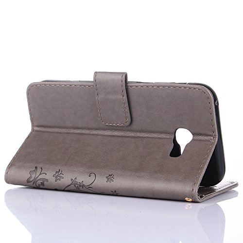 Samsung Galaxy A5 ( 2017 ) Hülle, Samsung Galaxy A5 ( 2017 ) Schutzhülle, Alfort 3 in 1 Lederhülle Fashion Design Premium PU Leder Hohe Qualität Tasche Case Cover Kasten Abdeckung Wallet für Samsung Galaxy A5 ( 2017 ) 5.2″ Smartphone Funktion Standfunktion Unterstützte Telefone und Magnetverschluss mit Schmetterling ( Grau ) + Alfort Schwarz Stylus Pen - 4