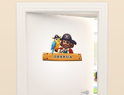 I-love-Wandtattoo Sticker mural ilwt autocollant pour porte 20?018 Chambre d'enfant Pirate avec nom pour garçon - 30 x 20 cm