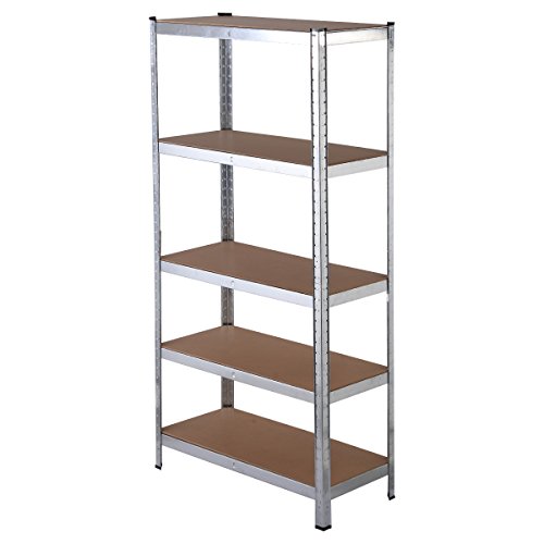 Steckregal Lagerregal Schwerlastregal Werkstattregal Metallregal Kellerregal Regal verzinkt Wandregal Garderobe bis 750kg 5 Böden