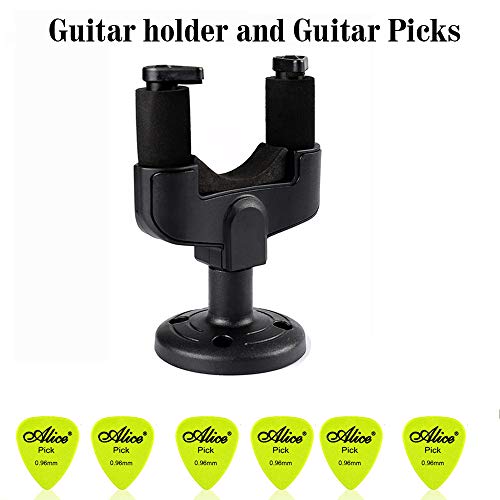 Kitchen-dream Ukulele Guitar Wall Mount with Guitar Picks(6PCS) - Electric Acoustic Guitars Hanger Stands Rack Hook Holder - Black