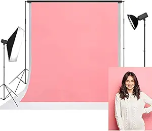 JSTBUY LABEL 8x12 Polyester Wrinkle Resistant Photography Backdrop Background Cloth for Photo Shoot Portrait Video Shooting with Carry Bag (Pink)
