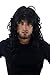 GLAMOUROUS Quality Man Unisex Wig Glam Rock Rocker Metal LONG backcombed curly curls BLACK voluminous GFW806-1B 55 cm