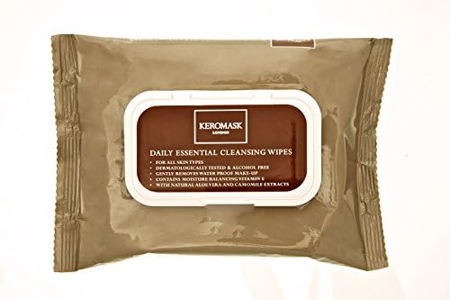 Keromask Daily Essential Cleansing Wipes to Gently Remove Waterproof Makeup, Suitable for All Skin Types, 30 Wipes