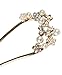 niceeshop(TM) Elegant U Shape Teeth Fax Pearl Bling Rhinestone Prong Hair Clips,Gold White