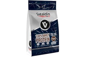 VITALDIN SPORT 100% Whey Protein 500 g – 100% Proteína de Suero de Leche en polvo con Digezyme – Aumento y Protección Muscular – Sabor Chocolate – 6,5 g de BCAA por serving – Sin Azúcares Añadidos