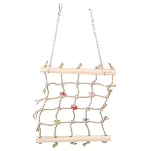 JAZLOG Bird Swing Climbing Ladder Colorful Pet Bird Parrot Chew Toy Rope Hammock Wooden Hanging Cage Toys Pet Supplies for Macaw African Greys Cockatoo Budgies Parakeet Cockatiel