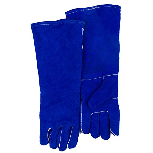 détail Wgwioo Gants De Manipulation des Animaux, Gants De Soudure, Gant De Cuir Résistant À Froid Résistant À La Chaleur d'hiver pour La Soudeuse De Tig/Grillant/Barbecue/Four,Blue,5Pair