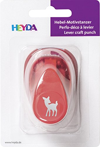 HEYDA Weihnachtsmotiv-Locher Bambi, klein Farbe rot, Hebel-Motivstanzer aus Kunststoff, mit - 1 Stueck 203687604