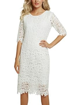 Urban GoCo Damen Elegantes Spitzen Kleid Etuikleid Abendkleid