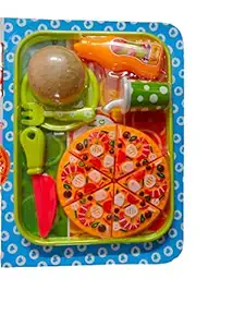ARTLABEL Realistic Sliceable Cake Pizza Cutting Toy for Kids Pretend Play Toy for Girls & Boys,Cookies & Food Toy Set for Girls & Boys-(Multicolor) (Pizza Cutting Toy Set)