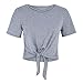 Produktbild RYTEJFES T-Shirt Damen Tumblr Große Größen Mädchen Plus Size Verband Shirt Kurzarm T Shirt Bluse Tops Bogen-T-Shirt mit Schnürung Einfarbiges kurzes T-Shirt