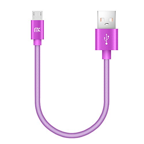 Micro USB Kabel, MK PET Geflochtene Tangle-Free Hohe Geschwindigkeit Datenkabel Ladekabel mit Metallstecker für Android Smartphones, Samsung, HTC, Huawei, LG, Sony, Nexus, Nokia und Mehr (0.66ft / 0.2m, Violett)