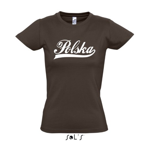 Damen T-Shirt – Polen Oldschool Polska LÄNDERSHIRT EM / WM FAN Trikot S-XXL , Chocolate – weiß , M