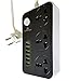 Price comparison product image Travel Multi Extension with 6 USB Outlets No Adapters Required Flex has 2 pin Euro Type F Schuko Plug. Version 2