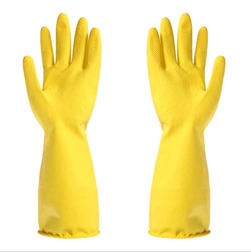 Preisvergleich Produktbild BBQBQ Gelbe Spülhandschuhe Gummi Latex Dünnschliff Küche langlebige Bürstenschüssel Waschhandschuhe 5 Paar S