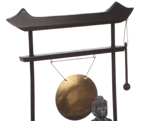 Buddhagarten ZEN Set auf Holzplateau mit zwei Gongschlägen, zwei Windlichtern, Sand und anderem Zuberhör - 2