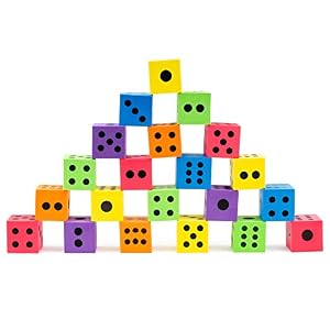 THE TWIDDLERS 24 Dados Grandes de Espuma, 4cm – Suave, Resistente y No Tóxico – Diversión Educativa Clase Juego Juguete Niños.