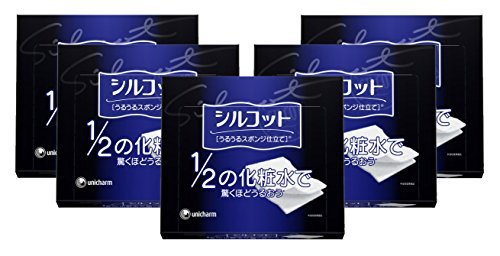 Unicharm Silcot Uruuru Sponge Facial Cotton 40 Sheets 5 Packs