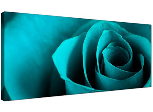 Wallfillers Moderna Flores de Cuadros en Lienzo de una Rosa - Turquesa Floral Pared Arte - 1109