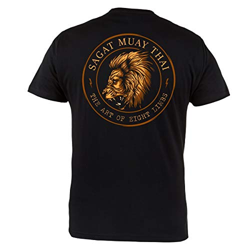 Rule Out Herren Kampfkunst T-Shirt. Sagat Muay Thai. Casual. Schwarz (Größe Large)
