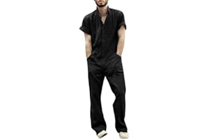 Oanviso Hombre Mono Manga Corta Pantalone de Monos Overalls Ropa de Trabajo Casual Onesie Jumsuit de Una Pieza Regular Fit Mono Moda Color Sólido Mono Cómodo para Hombre