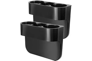 KASTWAVE Car Cup Holder, 2Pcs Seat Cup Cell Phone Drinks Holder with Car Mesh Organizer
