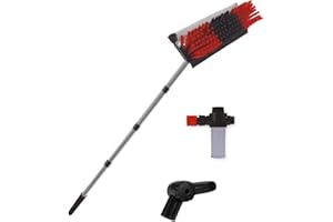 STARLYF Rouge/Noir 3,6 mètres Telescopic HYDROCLEANER - VENTEO - Brosse à Eau de Lavage - Manche télescopique - Brosse avec éponge et raclette - Adaptateur d'angle Pro - Distributeur de Savon