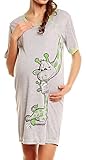 Happy Mama. Damen Umstands-Nachthemd mit Stillfunktion. Stillshirt Kurzarm. 366p