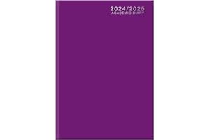 QUICKDRAW Academic Diary 2024-2025 A4 Week to View Mid Year Classic Hardback Student Planner Casebound Organiser (Purple)