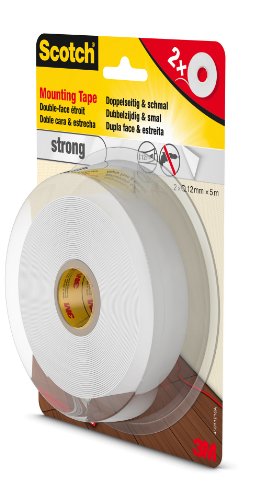 Scotch 40011210 - Cinta adhesiva  2 unidades  doble cara  12 mm x 5 m   color blanco