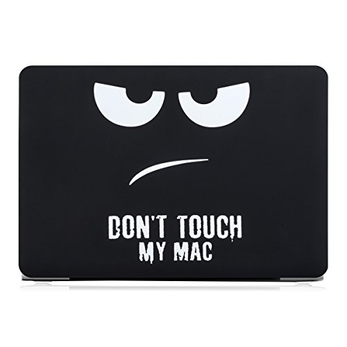 kwmobile Hardcase Laptop Hülle für Apple MacBook Pro Retina 15″ (ab Anfang 2013) – Don’t touch my Mac Design Weiß Schwarz dünne gummierte Schutzhülle Cover Case Tasche - 2