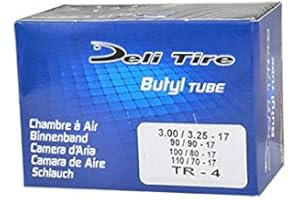 DELI TIRE Chambre air Moto 17" 3.00-3.25x17-100/110x80x17 Deli (Valve Droite)