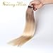 Sunny 50g/20pcs Ash Brown to Bleach Blonde(colour 613) 100% Remy Brazilian Hair Ombre Tape in Straight Human Hair Extensions 18inch