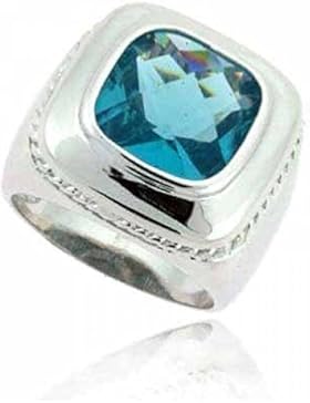 Eleganter Ring mit CZ Aquamarin, Sterling Silber
