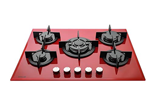 MILLAR GH7051PR 70cm 5 fornelli in vetro piano cottura a gas - Rosso