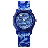Kinder Armbanduhr Analog Uhren Zeiger Mädchen Kinderuhr Jungen Kinder Lernuhr Blau Camouflage Nylon Easy-Read time Teacher zum Uhrzeit Lesen Lernen für Kinder