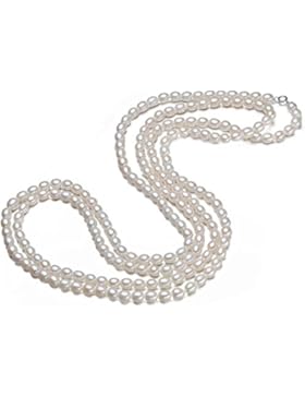 7–8mm weiß Süßwasserperlen Halskette Lange Pullover Kette 121,9cm