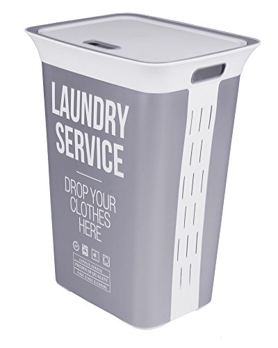 Wäschetruhe Wäschekorb Wäschepuff mit Belüftung Moda Service 60 Liter mit Deckel Wäschesammler - 2