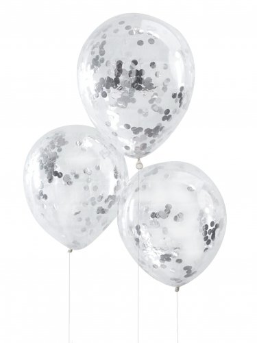 Ginger Ray Hochzeit Geburtstag Luftballon Konfetti 5 Stck. silber