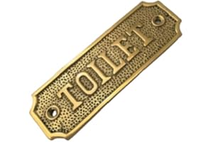 HARRINGTON MARLEY Hand Made Toilet Door Brass Sign, Lavatory Toilet Loo Brass Sign Plaque Bathroom Pub/Shop/House Retro Antique Style